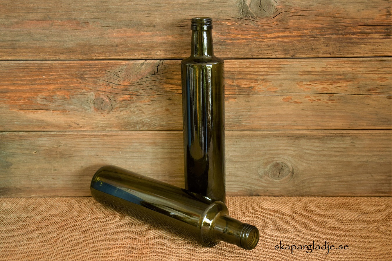 Flaska / Ljusstake / Vas Grön Glas Rund Modell - 2