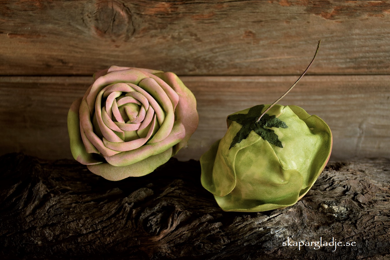 Ros Grön-rosa Trådad 7cm - 3