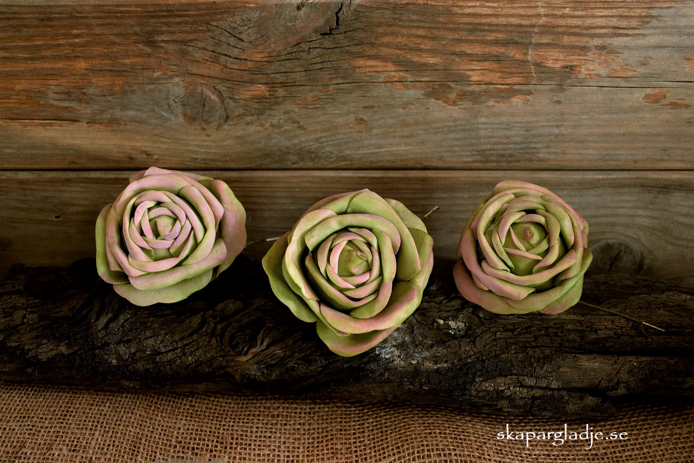 Ros Grön-rosa Trådad 7cm - 2