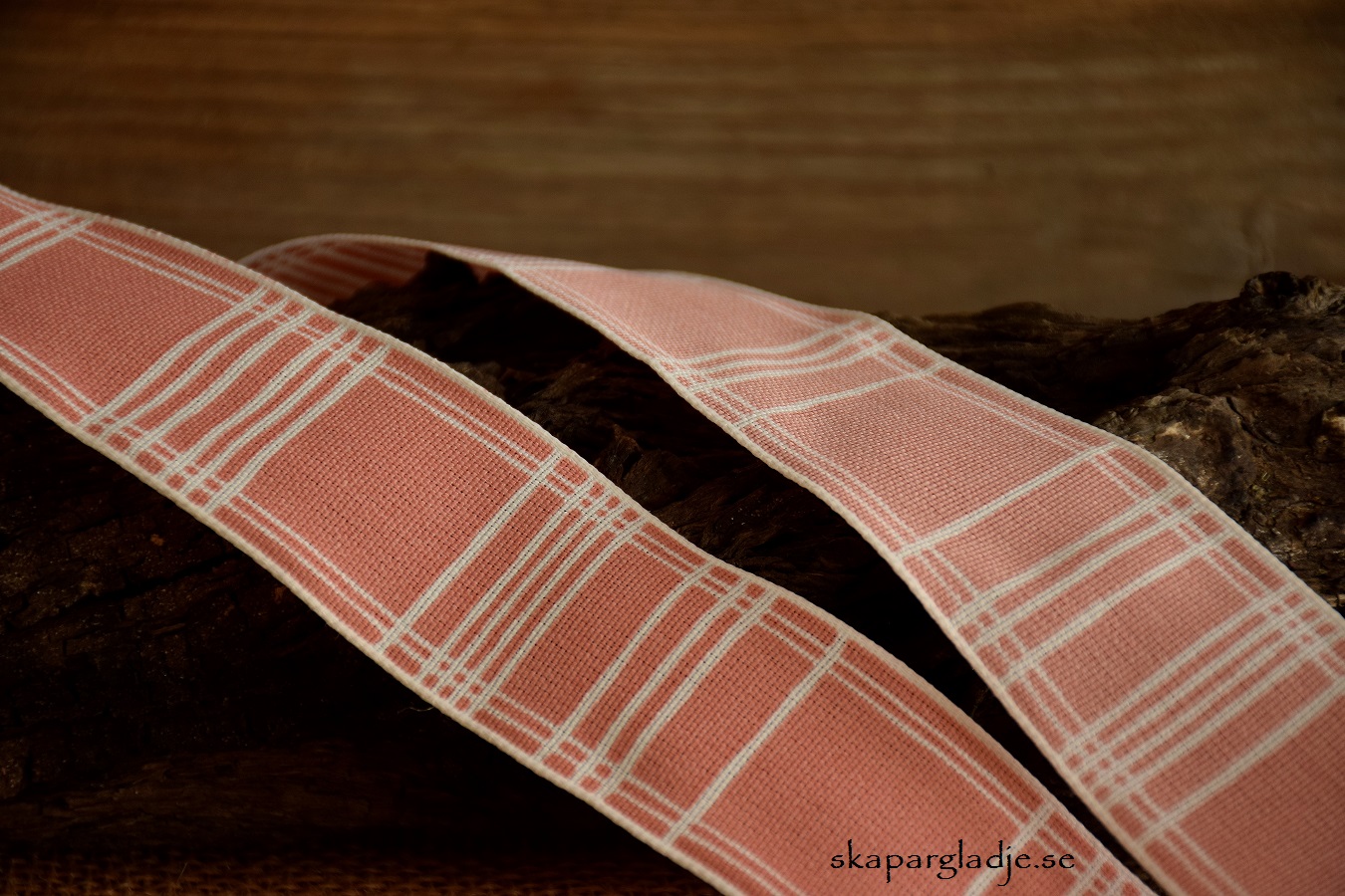 Band Rutigt Rosa-Vitt  Formbart 40mm