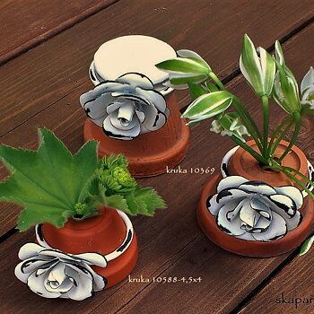 Ljus o Krukdekorations-smycke Tips m Metall- Servettring Värmeljus o Blommor