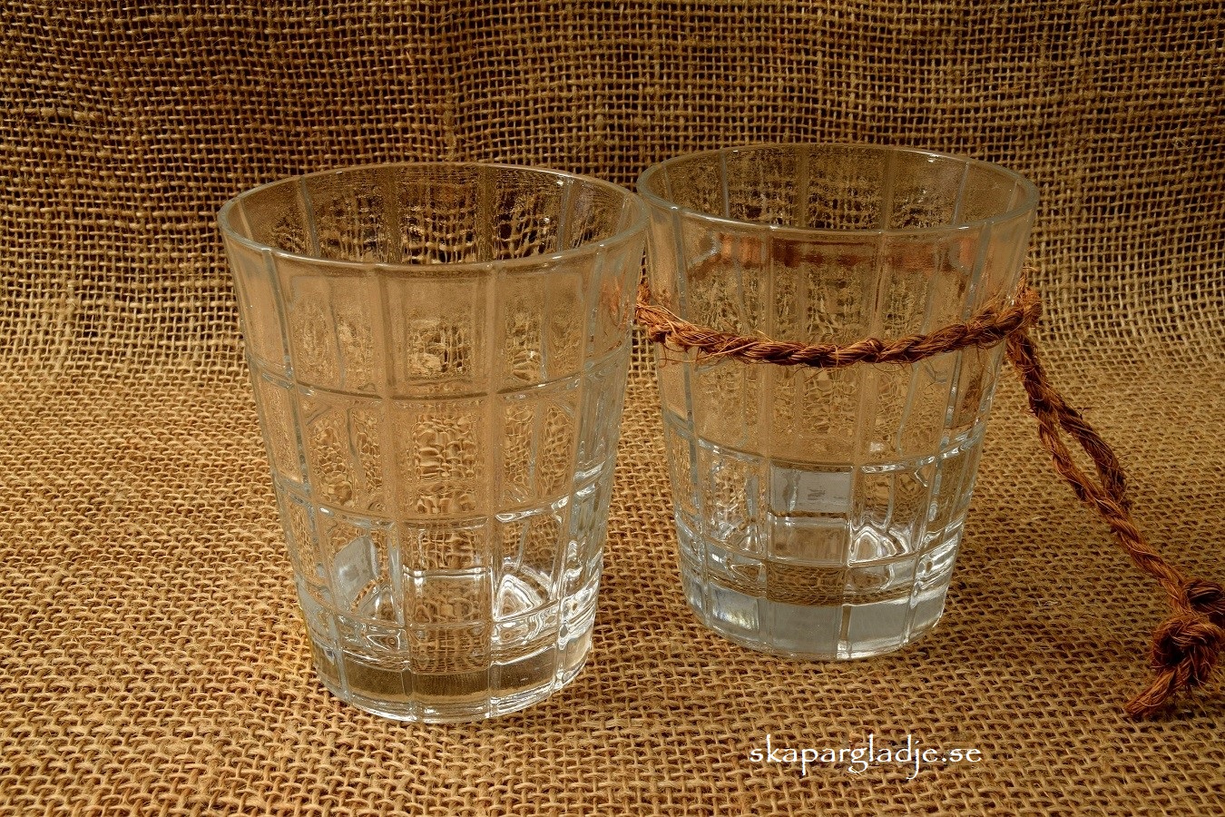 Ljuslykta / Kruka Glas Slipat Mönster