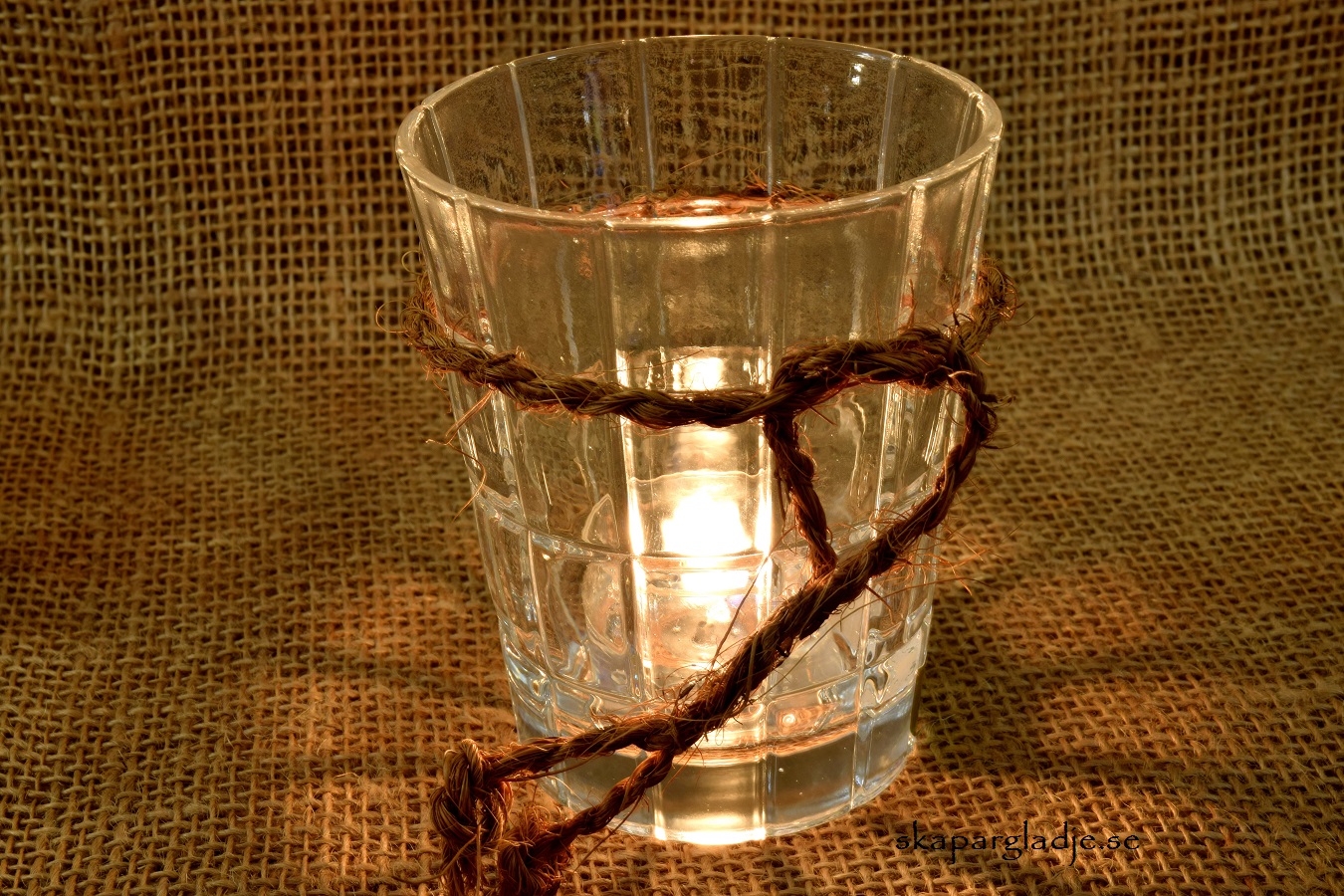 Ljuslykta / Kruka Glas Slipat Mönster - 3