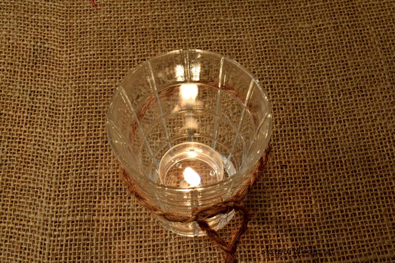Ljuslykta / Kruka Glas Slipat Mönster - 2
