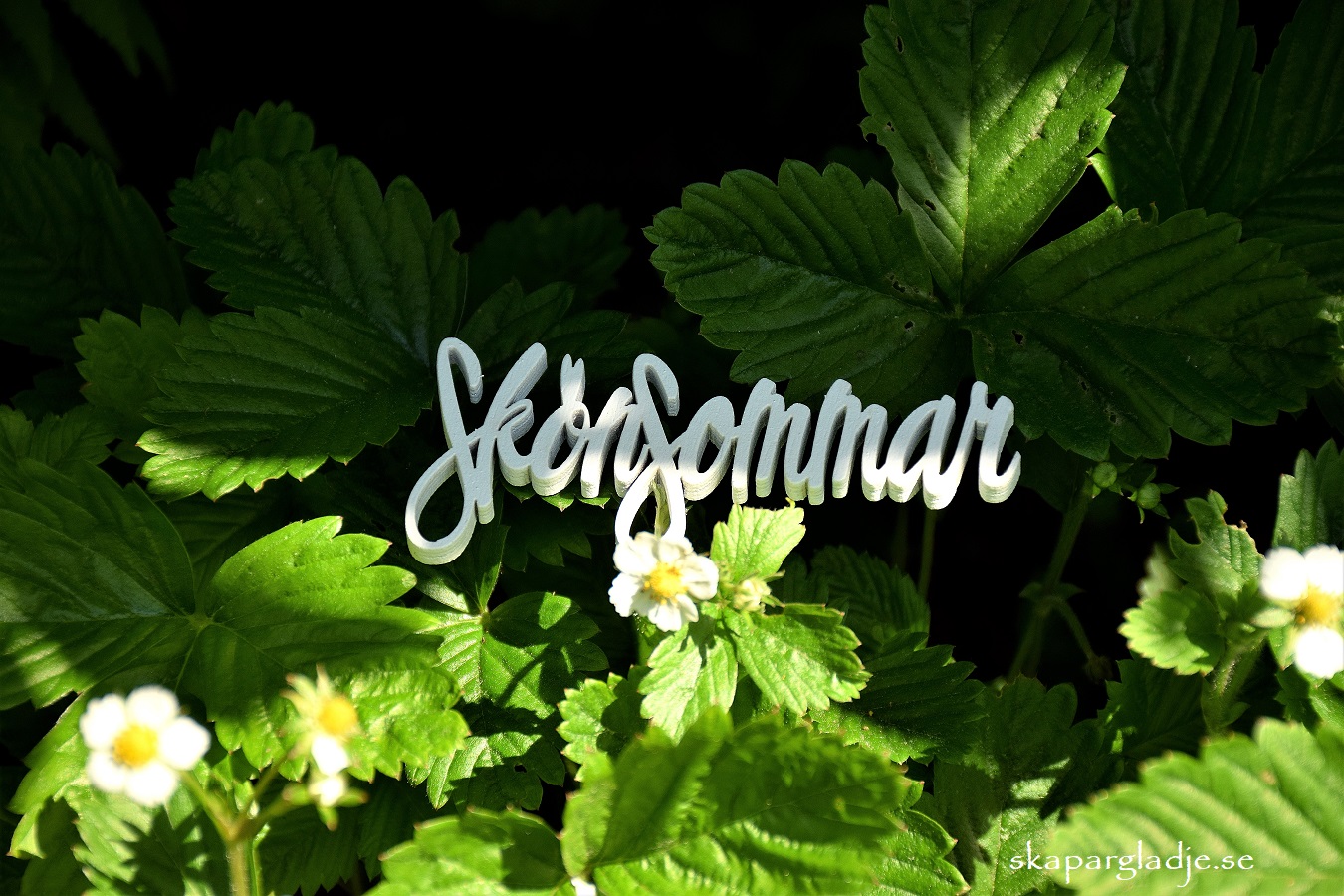 Träskylt Vit med Texten Skön Sommar   - 3