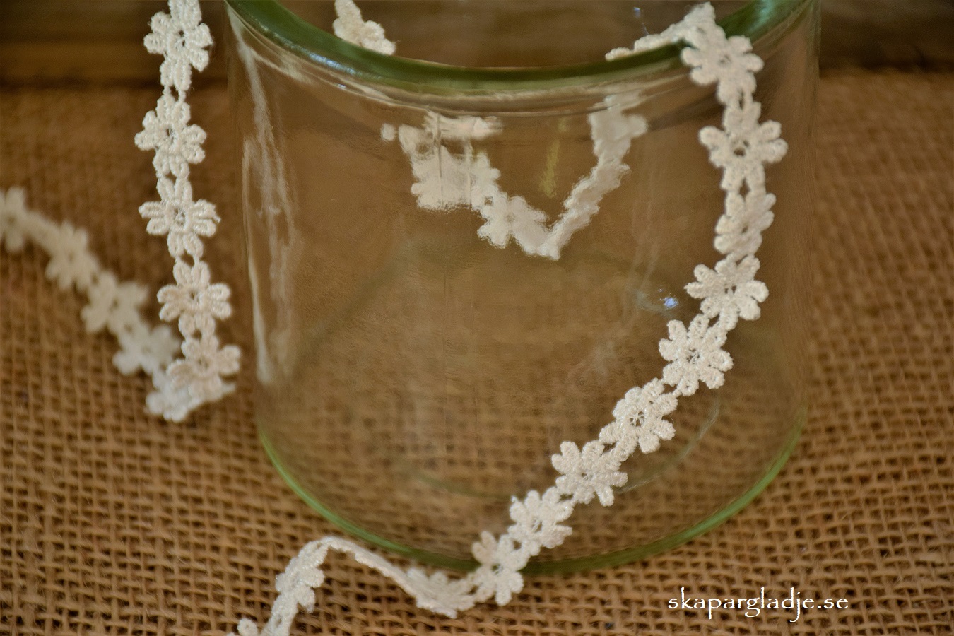 Band Spets-Blommor o Glas- Kruka/Lykta  Dekorations Tips - 2