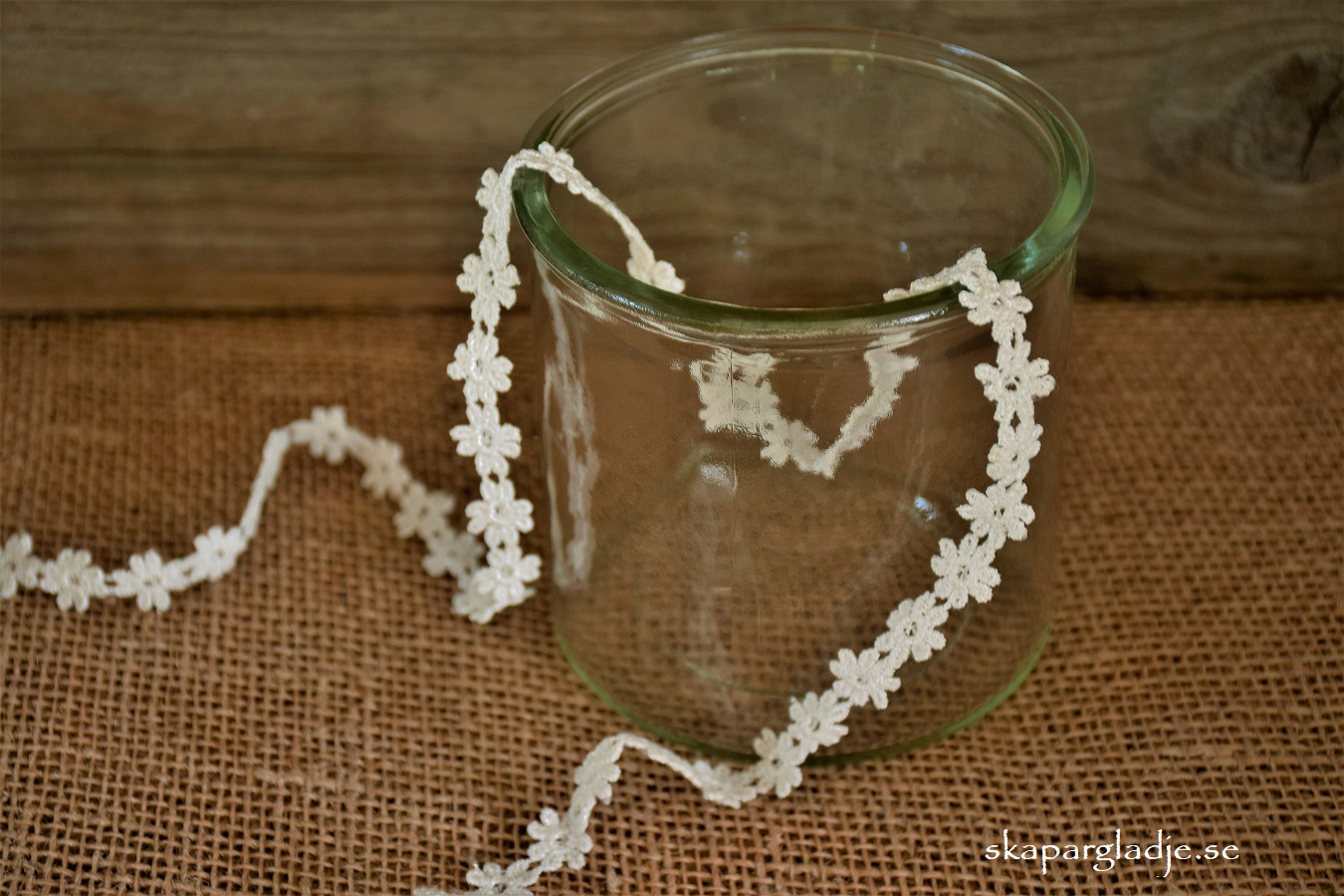 Band Spets-Blommor o Glas- Kruka/Lykta  Dekorations Tips