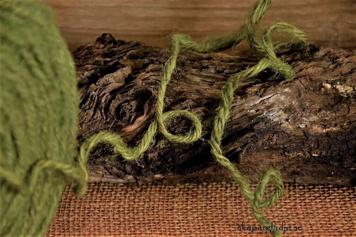 Grönt Jute Garn / Snöre  4trådigt 3,5mm 