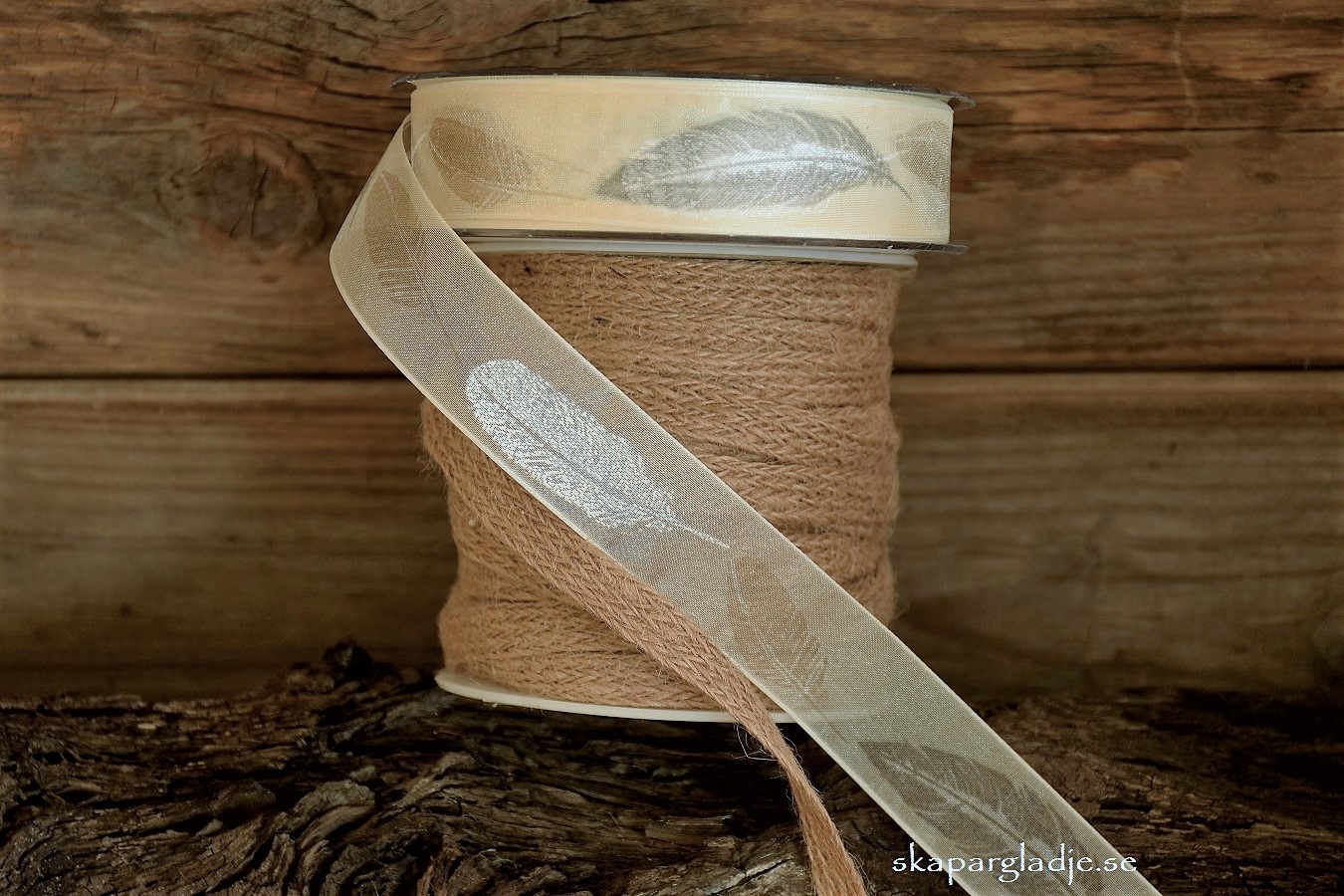 Band Mixnings-tips Mönstrat med Fjädrar o Naturligt Jute - 2
