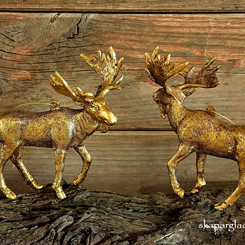 Älg Guldfärgad med Patina att Hänga/Ställa