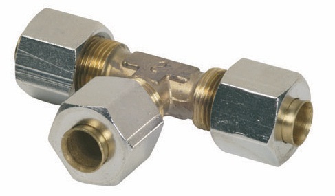 8 mm:n T-liitin, messinki