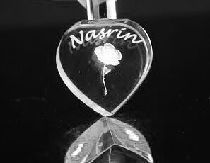 Porte-clés en cristal 2D Coeur 2,5x2,5x1,1 cm