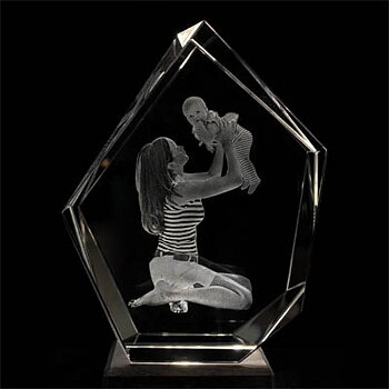 Iceberg en bloque de cristal 3D, medio 13x10x6cm
