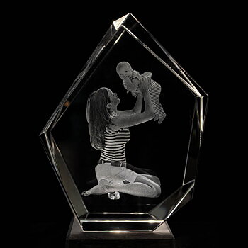 Iceberg en bloque de cristal 3D, medio 13x10x6cm