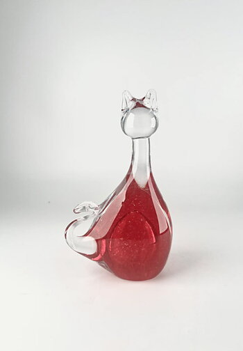 Summer Cat Red - Escultura de vidrio
