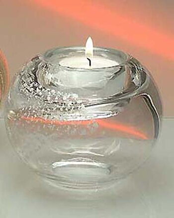 Clear Silver Candelero