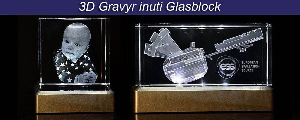 3D Gravyr inuti Glasblock