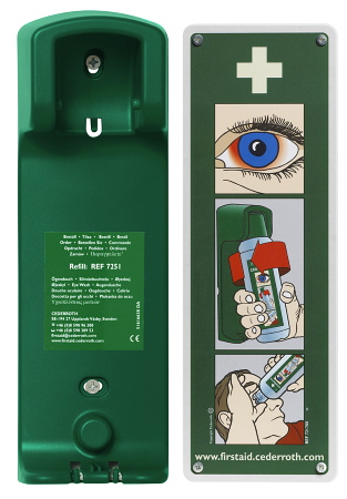 Wall bracket for eyewash bottle