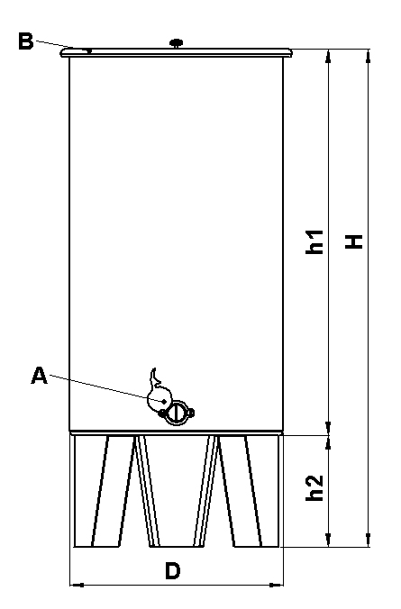 Honungstank på ben i rostfritt stål med tappkran 40 kg - 830 kg - 5