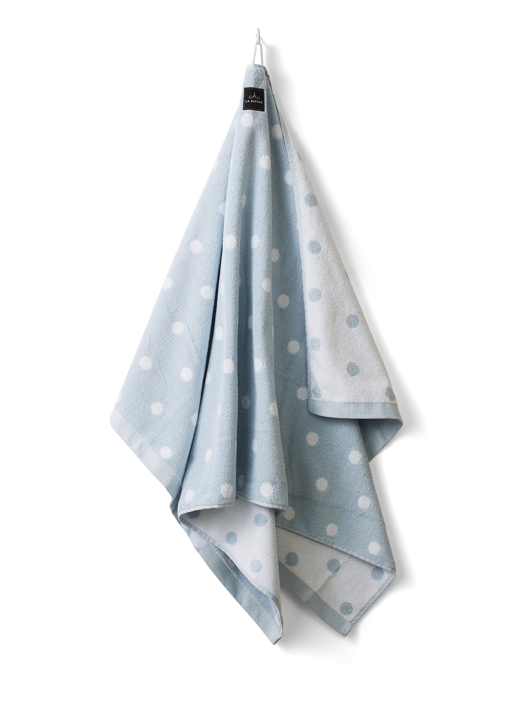 SHOWER TOWEL  DOTS, Light Blue Loop
