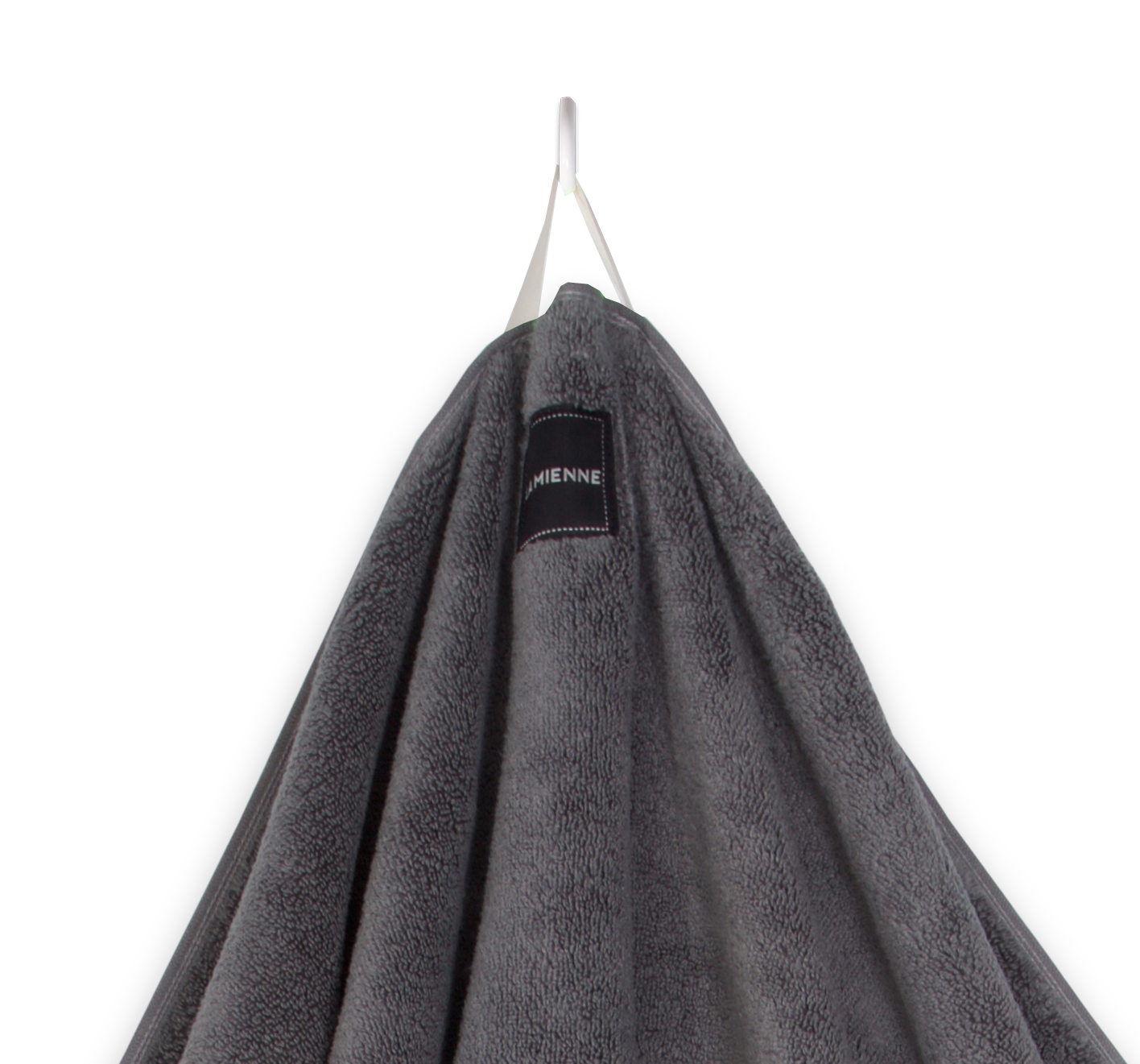SHOWER TOWEL DARK GREY,  Off white loop - 2