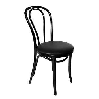 MICHAEL - caféstol med lädersits (svart)