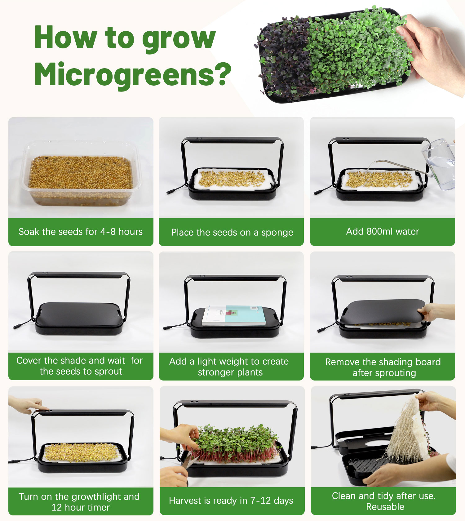 GrowFast Smart microgreen kit 16W - 9