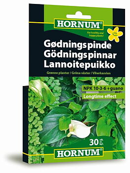 HORNUM Näringspinnar - Gröna växter 10-3-6 + guano, 30 stk.