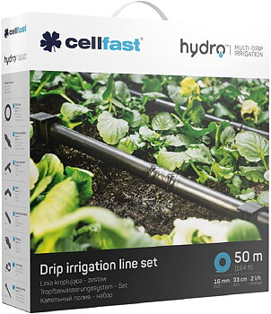 Cellfast 19-060 Hydro™ droppbevattningssystem set UV-strål- och kemikalieresistent trädgårdsbevattning 50 m droppslang
