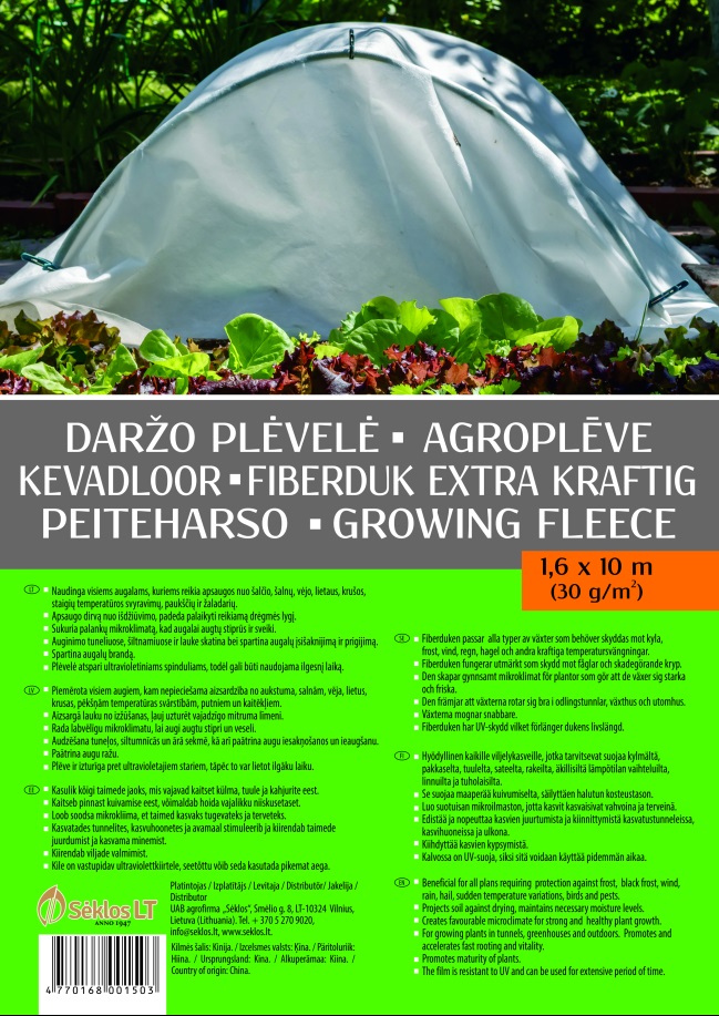 Fiberduk 1,6x10 meter 30g/m2 Extra kraftig