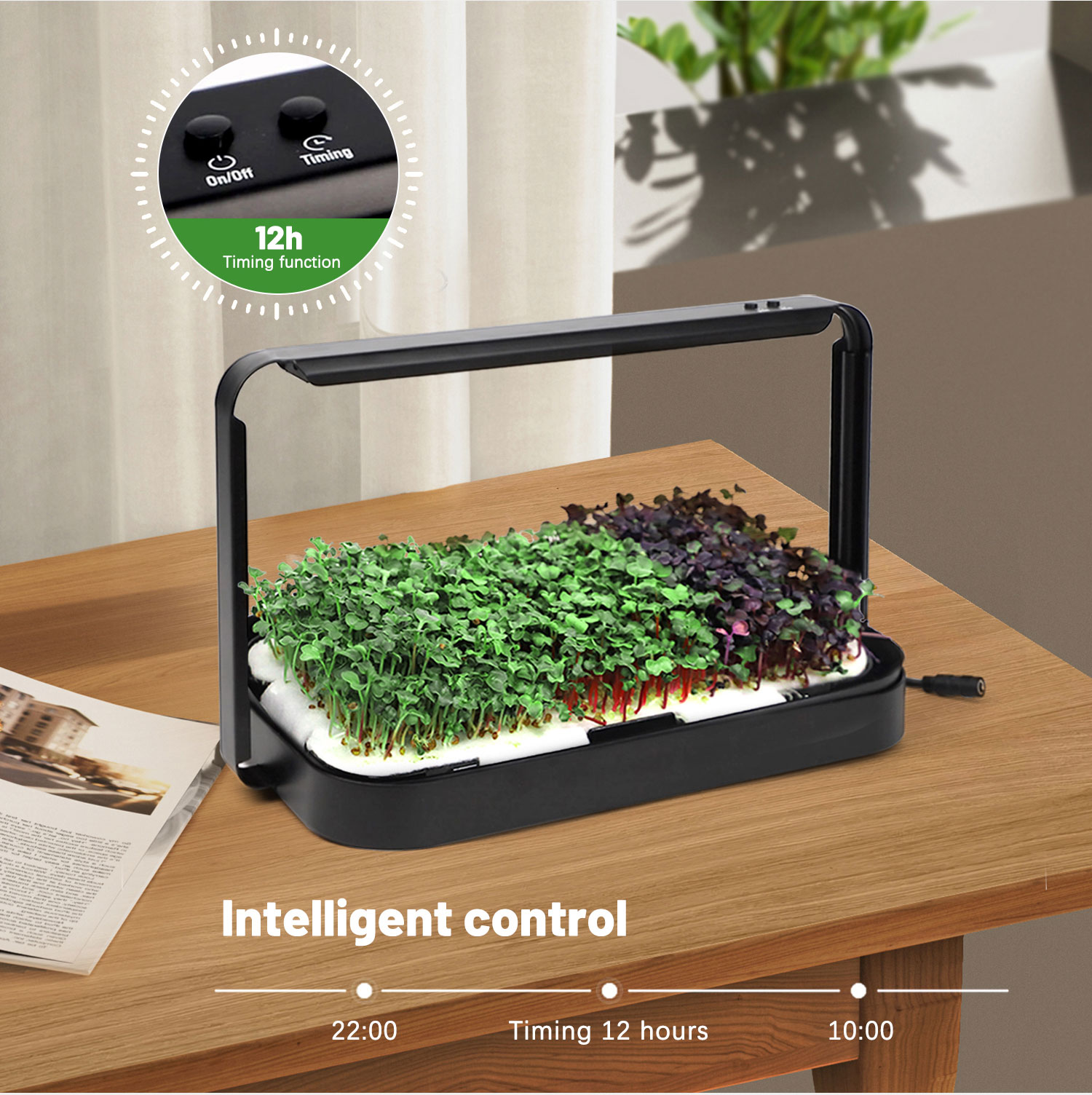 MICROGREENS Odla inne i vinter Smart enhet med timer