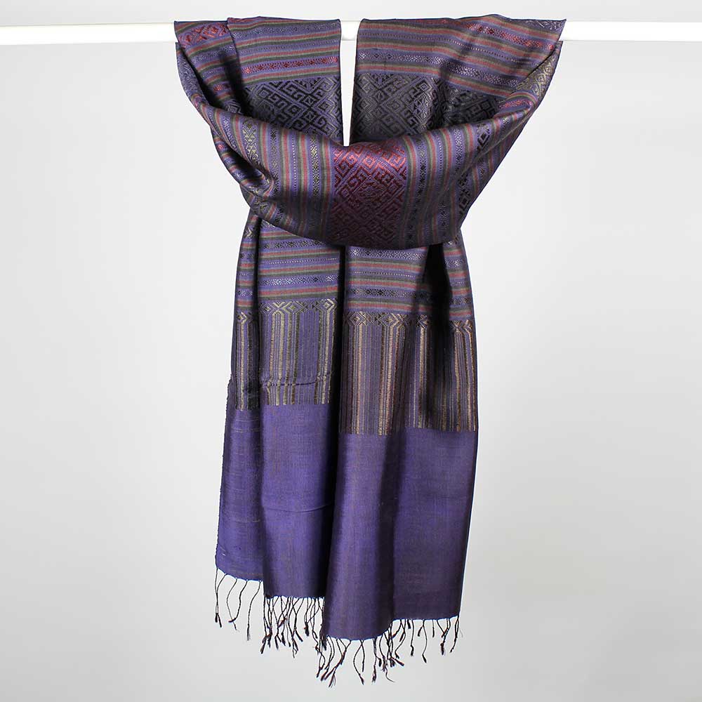 Handvävd Aubergine Sidensjal DeLux - 4