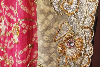 Rosa-Grå Indisk Dupatta