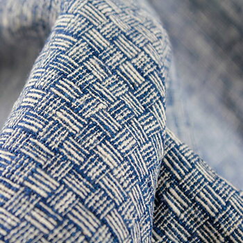 Handvävt Tyg  Naturvitt-Indigo  Fläta