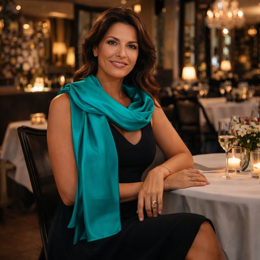 Ärtgrön Sidensjal Ingela - 5