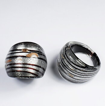 Maffig Svart Silver Glasring