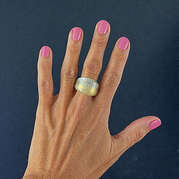 Moon Vit Guld-Silver Glasring