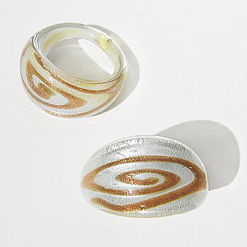 Vit-Guld Smal Glasring