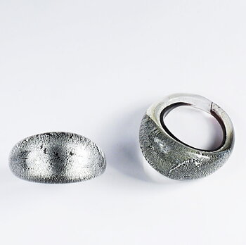 Silver Svart  Smal Glasring