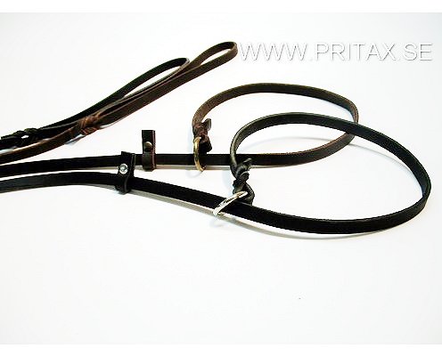 Retrieverkoppel med stoppring i blank mässing brunt 175 cm