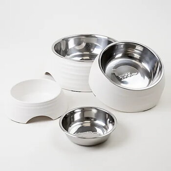 Selected by ZOO Food &amp; Water Bowl Ripple, Off white - Various sizes