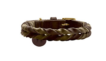 HUNTER  Solid Education Duo halsband mörkbrun/olive