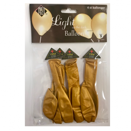 BALLONGER MED LED LAMPOR I GULD 4P - 2