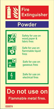 Fire sign "Fire extinguisher (powder)" - IMPA 33.6432