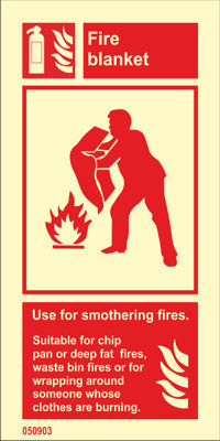 Fire sign "Fire blanket - Use for smothering fires" - IMPA 33.6434