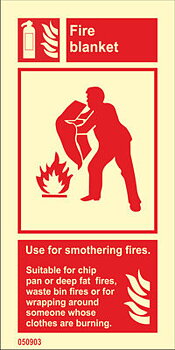 Fire sign "Fire blanket - Use for smothering fires" - IMPA 33.6434
