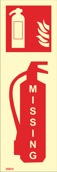Fire sign "Fire extinguisher MISSING" - IMPA 33.6301