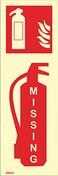 Fire sign "Fire extinguisher MISSING" - IMPA 33.6301