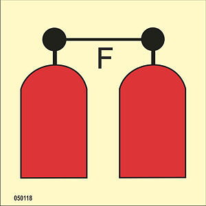 IMO A.654(16) Fire Control-skylt "Foam release station" - IMPA 33.6018