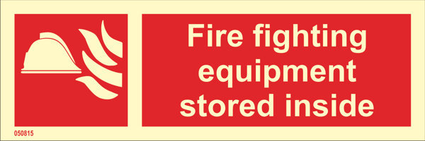 Fire sign "Fire Fighting Equipment Stored Inside" - IMPA 33.6149